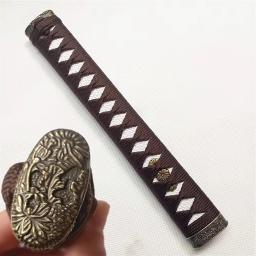 26cm marrom tsuka lidar com menuki fuchi kashira acessórios japonês samurai katana espada diy peças acessório - Image 1