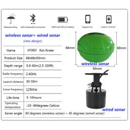 Portátil Bluetooth Fish Finder, ecosonda sem fio, sensor Sonar, profundidade Fishfinder para lago e pesca marítima, IOS e Android - Image 2