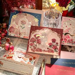 Pequeno Príncipe Rosa 3D Card Set, Presente Criativo para Esposa, Namorada, Dia dos Namorados, Convite de Casamento, Obrigado Cartão Postal, Fofos, 1 Conjunto - Image 1
