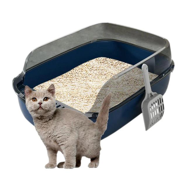 Caixa de Lixo para Gatos com Alta Proteção contra Sprays, Suprimentos Removíveis e Limpeza Simplificada com Bandeja Plástica Resistente