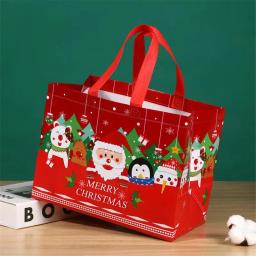 Natal não tecido saco de presente dos desenhos animados santa boneco de neve eco amigável sacola de compras dobrável sacola de armazenamento ano novo festa decorar - Image 5