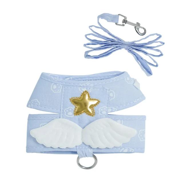 Conjunto Kawaii de Acessórios para Pets: Coleira, Arreios e Colete com Design de Anjo para Gatos e Cães Filhotes Personalizados