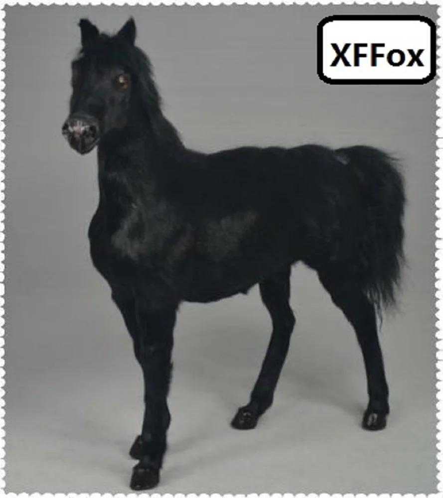 Grande vida real guerra cavalo preto modelo, plástico e peles simulação, sangue cavalo boneca presente, sobre 34x36cm, 1:6, xf1877 - Image 1