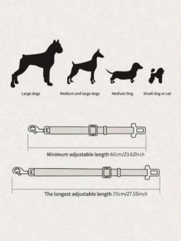 Cinto de segurança retrátil para cão e gato, cintos de segurança ajustáveis para carro, 1pc - Image 6