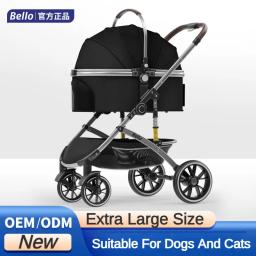 Carrinho de estimação destacável dobrável gato cão transportador shock-absorvente primavera design respirável pet trole para viagens ao ar livre - Image 1
