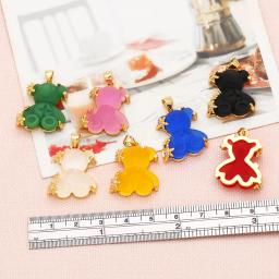 OCESRIO-Multicolor Resina Urso Pingente para Colar, Cobre, Banhado A Ouro, Crystal Star, Animal Bonito, Jóias Fazendo Suprimentos, pdtb402 - Image 3