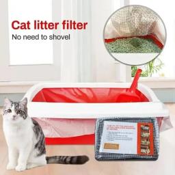 Reutilizáveis Cat Litter Box Liners, Sacos com filtro Net, Drawstring Peneiração, Grosso, 10pcs - Image 1