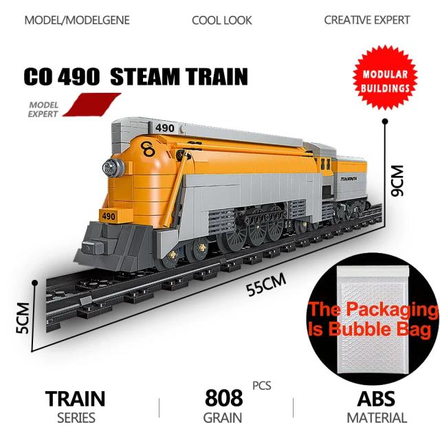 Montagem Criativa: Blocos de Construção de Locomotivas a Vapor de Plástico para Brinquedos Ferroviários Infantis