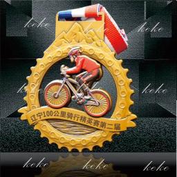 Medalhas tridimensionais bicicleta ouro jogos competições festa favores com pescoço fita prêmio em massa presente personalizado - Image 1