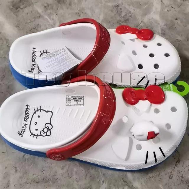 Novo sanrio hello kitty buraco sandálias chinelos kt gato sandálias kawaii eva anime casa sapatos de praia chinelos de verão adultos crianças presentes
