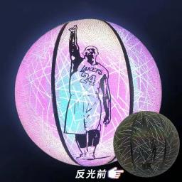 Bolas de basquete de brilho reflexivo ao ar livre, basquete luminoso brilhante, crianças e jovens, presente grátis, rua, tamanho 7 - Image 4