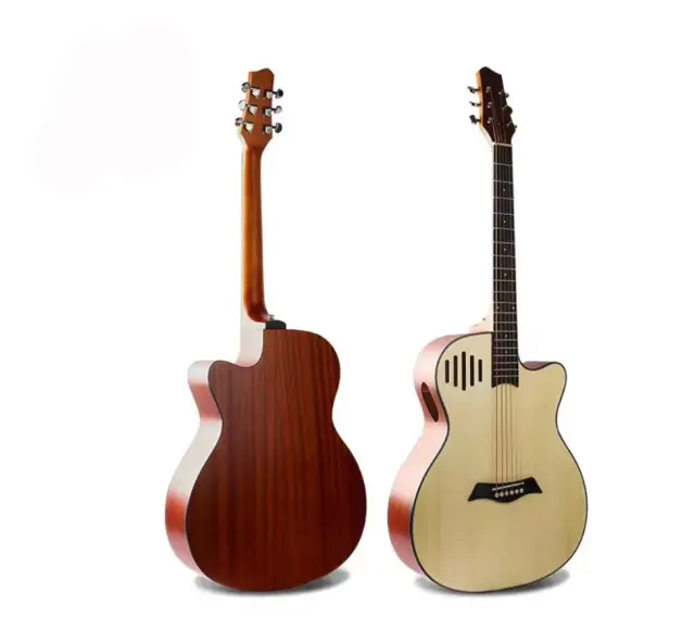 Guitarra Acústica Elétrica Personalizada de 6 Cordas - Full Handmade com Design Cutaway e Equalizador de Alta Qualidade - 40 Polegadas para Música Folk