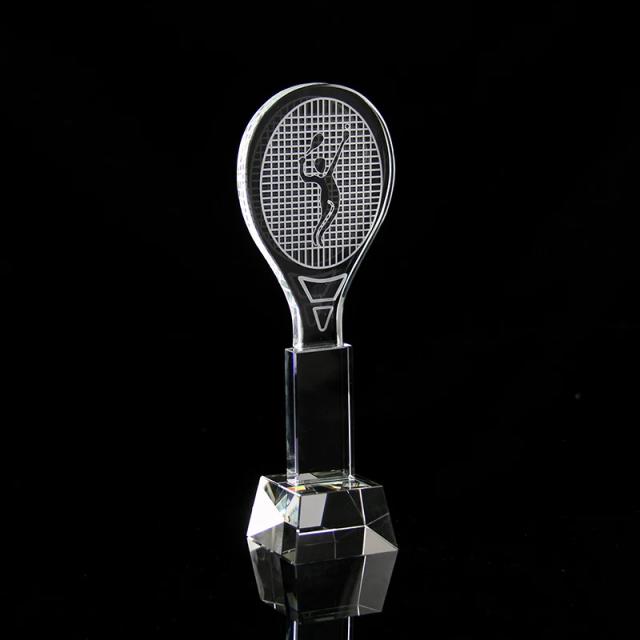 Troféu de Cristal Personalizado para Badminton e Tênis com Gravação Gratuita do Logo para Premiar Vencedores