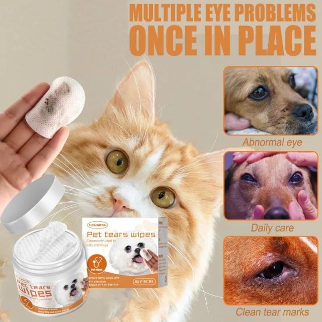 Toalhetes de Limpeza Gentis para Olhos e Ouvidos de Pets - Removedor Não Irritante de Manchas de Lágrima para Cães e Gatos