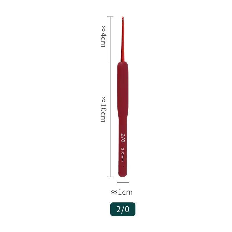 Premium Aluminum Crochet Hooks, Grip de borracha macia, alças almofadadas, agulhas de tricô, tranças Knitting Tool, vermelho, 2mm-6mm - Image 1