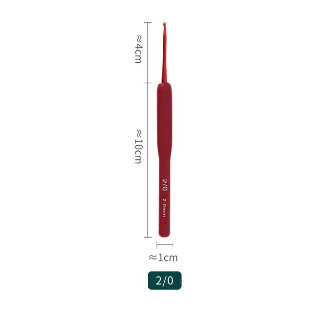 Agulhas de Crochê em Alumínio Premium com Alças Almofadadas e Grip em Borracha, Tamanho 2mm-6mm, Vermelho