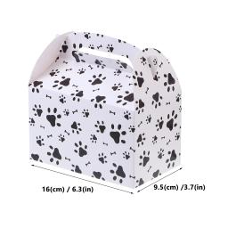 Caixas de presente para presentes, gato e cão Pegadas Treat, Embalagem de doces, Fontes do partido, branco, 12 pcs - Image 4
