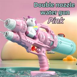 Pistola de água unicórnio para crianças Brinquedo de pulverização de água Bocal duplo Dinossauro Tipo de imprensa Animal de desenho animado Piscina de verão - Image 1