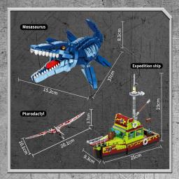 Dinossauros jurássicos mundo parque animal blocos de construção tijolo dinossauro figuras cidade dino robô dinossauros brinquedos para crianças presentes - Image 4
