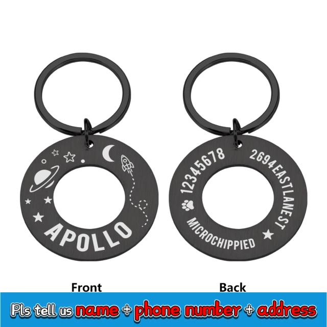 Tag de Identificação Personalizada com Gravura de Animais de Estimação em Aço Inoxidável - Nome do Gato ou Cão e Pingente Exclusivo