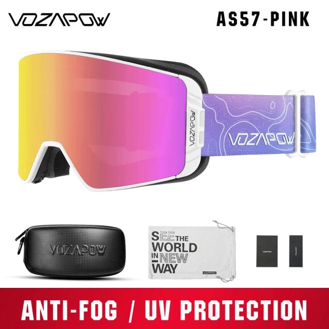Vozapow Óculos de Esqui Magnéticos Anti Nevoeiro UV400 Visão Ampla