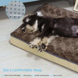 Memória espuma Pet Bed com removível lavável Faux Fur Cover, cama do cão impermeável para Crate, Anti-Slip Bottom, ortopédico - Image 2