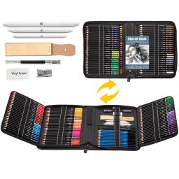 Desenho e Desenho Conjunto de Pintura, Inclui 120 Lápis Coloridos, 12 Lápis Sketch, 3 Charcoal Book, Sharpener, 144pcs - Image 4
