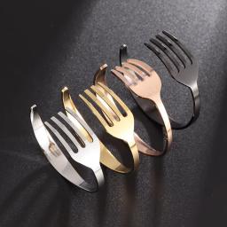 Pulseira de aço inoxidável Faca e Garfo Garfo para Homens e Mulheres, Design Criativo, Amizade, Punho de Braço, Aberto, Divertido, Tendência, Jóias - Image 3