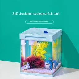 Pequeno Vidro Aquário Fish Tank Starter Kit, 4 Modo LED Iluminação, Mini Bomba De Água, Filtro, Porta De Alimentação, Mudança De Oxigênio, 3 Galão - Image 4