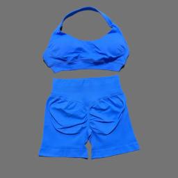 2 peça conjunto de ginásio de impacto feminino sutiã esportivo cintura baixa scrunch shorts sem costura fitness activewear conjuntos de treino ginásio leggings conjunto - Image 2