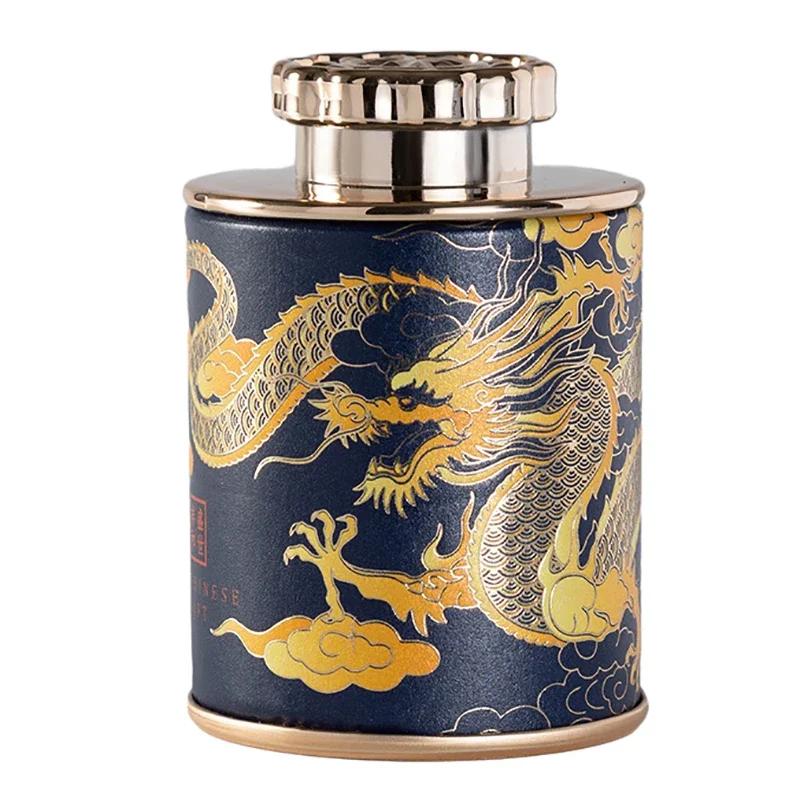 Latas seladas portáteis com cópia do dragão, Mini lata de chá, Caixa de embalagem doméstica, Vazio lata de armazenamento de papel de chá - Image 1