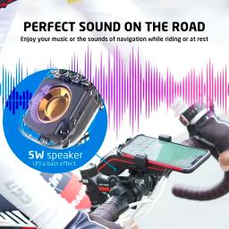 UPPEL-Lâmpada Frontal de Bicicleta Recarregável, Suporte do Telefone com Alto-falante Bluetooth, Acessórios de Ciclismo Bell, 5000mAh - Image 3