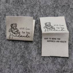 Etiqueta impressa da fita do algodão, pano artesanal, Tag do vestuário privado, DIY, 200pcs - Image 6