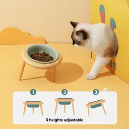 Alimentador elevado para animais de estimação, tigela de água para gatos com suporte de madeira, alimentação cerâmica, cães pequenos e médios, 800ml - Image 3
