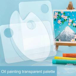 Paleta transparente antiaderente de tinta acrílica com furo do polegar, pigmentos de tinta a óleo, artista de mistura clara - Image 2