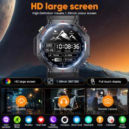 Lige gps relógio inteligente premium militar bluetooth chamada esportes ao ar livre 3atm à prova dwaterproof água amoled 1.39 Polegada tela novo smartwatch masculino - Image 4