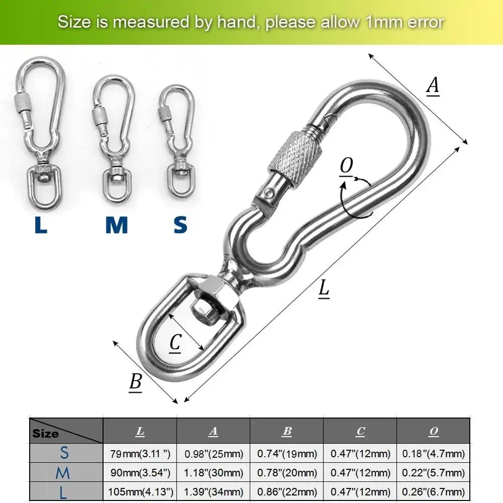 1 pçs de aço inoxidável corrente do cão trelas para animais estimação gancho rápido multifuncional giratória olho primavera snap gancho corrente mosquetão caminhadas acampamento - Image 1