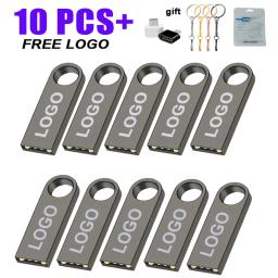 10 Pçs/lote USB Flash Drive 4GB 8GB 16GB Metal Pen Drive Pendrive 32GB 64GB Memória Stick 128GB Livre Presente Personalizado USB 2.0 Varas - Image 1