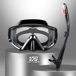 Máscara de Snorkel Seco Conjunto com Lente PC, Óculos de Mergulho Anti-Fog, Máscara de Natação Adulto, Janela do Painel 3 - Image 1