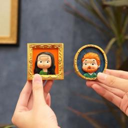 Van Gogh Mona Lisa Ímã Frigorífico, Cute Cartoon Q Versão, pintura famosa, adesivo magnético, Resina 3D, Decoração para casa - Image 4