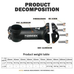 Toseek haste de bicicleta de 7 graus 28.6mm 31.8mm mtb mesa de bicicleta de estrada 35-110mm potência negativa leve haste de mountain bike - Image 3