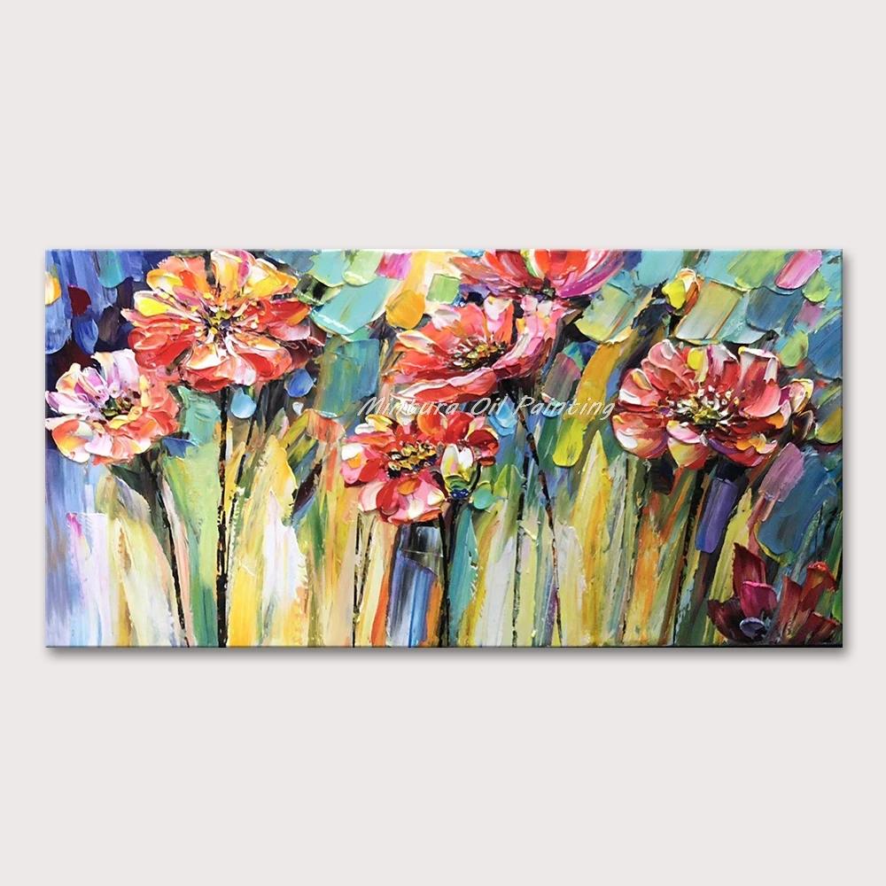 Mintura, faca artesanal flor pintura a óleo sobre tela, imagem de arte moderna, decoração de casa, pôster floral texturizado, suspensão de parede - Image 1
