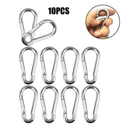 Mosquetão multifuncional de aço inoxidável com clipe Grande gancho de escalada durável Buckle Key Ring Decoração de viagem de bicicleta 10 20pcs - Image 1