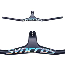 Syncros fibra de carbono mountain bike integrado guiador haste 28.6mm mtb bicicleta guiador em forma única-17 graus 70/80/90/100mm - Image 1