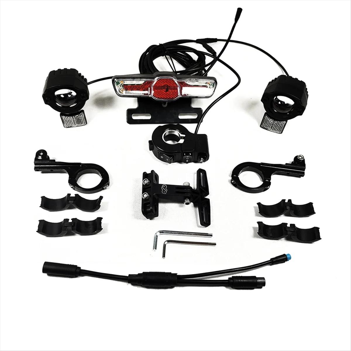 Faróis duplos para bicicleta elétrica, luz de sinalização dianteira e traseira, Kits de Conversão Ebike, BBS01, BBS02, BBSHD, 12V-72V - Image 1