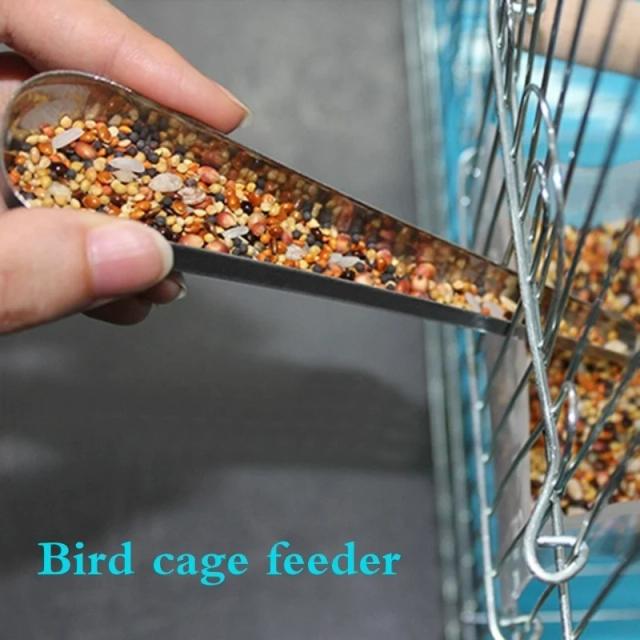 Alimentador de Aço Inoxidável para Gaiola de Pássaros - Acessório Ideal para Papagaios, Pombos e Beija-flores