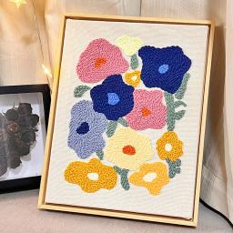 Kit de bordado flor para iniciantes, agulha perfuradora, fios de pintura, caneta mágica ajustável, aro para tapete, moldura do ponto cruz, ferramentas DIY - Image 5