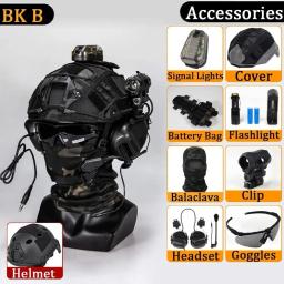 Capacete tático ao ar livre conjunto com máscara protetora e fone de ouvido, NVG Mount Goggles, lanterna para tiro Airsoft Paintball - Image 2