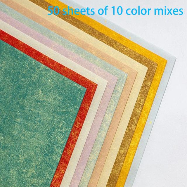 Papel Artístico Xuan A4 para Caligrafia Escova - 50 Folhas Tingidas em Cera em 10 Cores