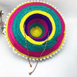 Chapéu de palha mexicano para festas, chapéu mexicano, boné decorativo, cocar protetor, performance do festival, Fedoras - Image 5